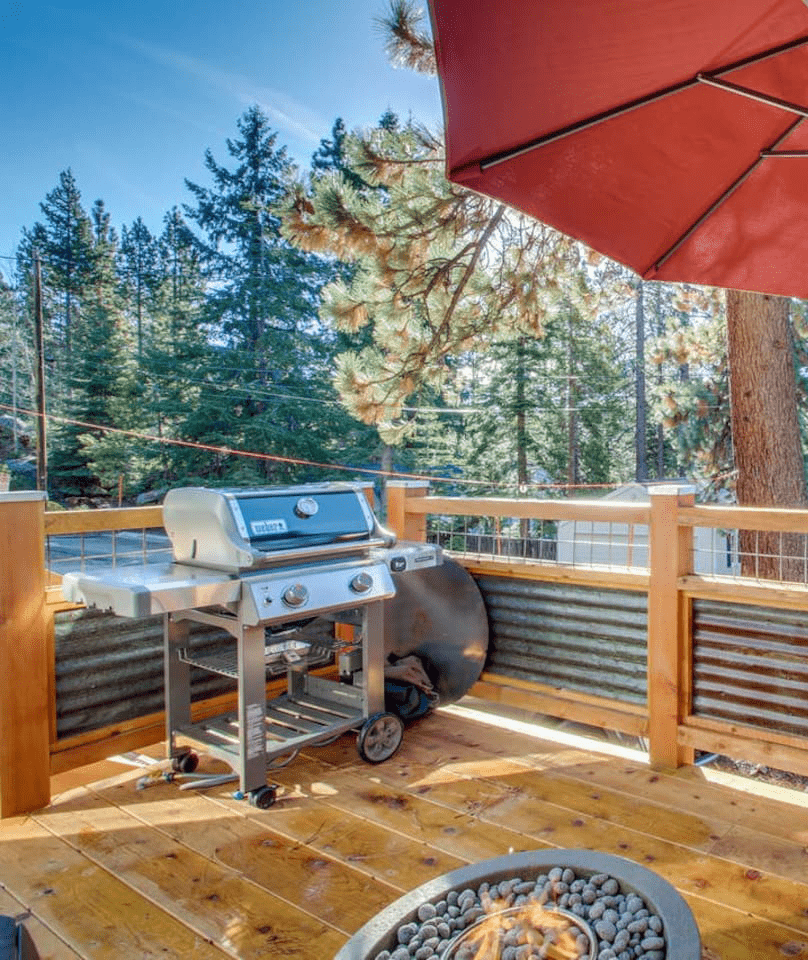 Grill on the deck at a cozy two person Airbnb in Lake Tahoe