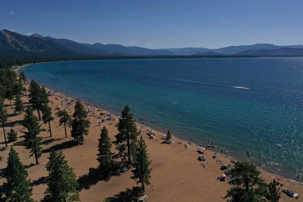 Aerial view of Nevada Beach in Lake Tahoe