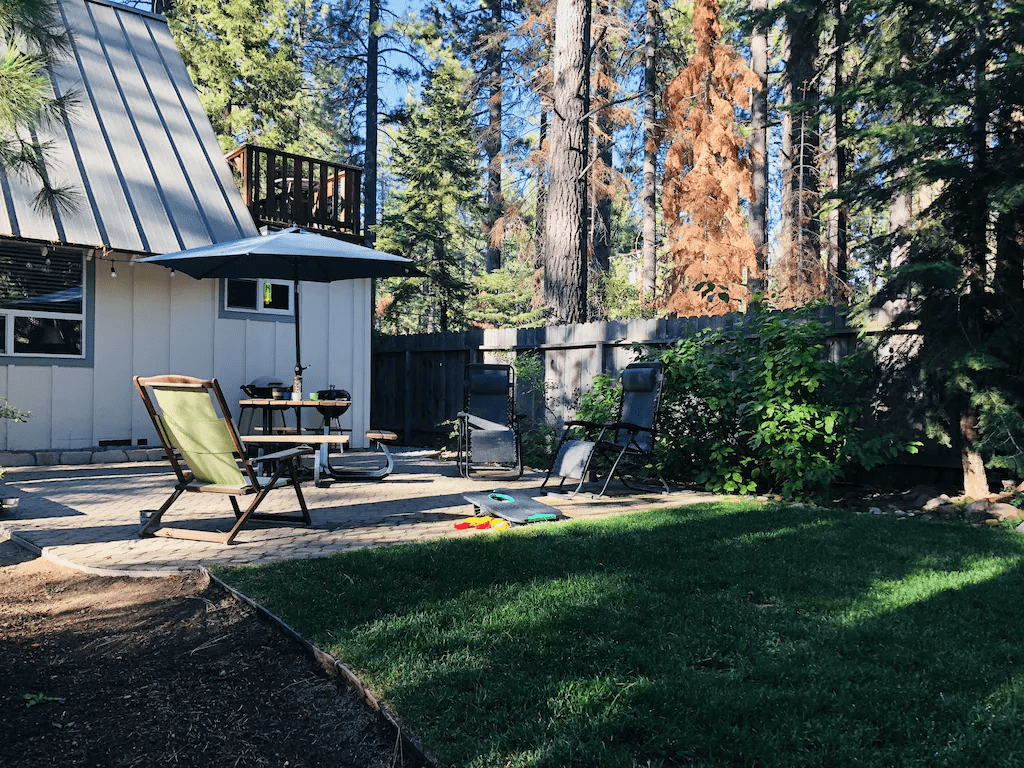Backyard at walk to the beach vacationa rental