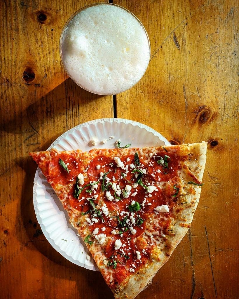 slice of pizza from mountain slice in tahoe city