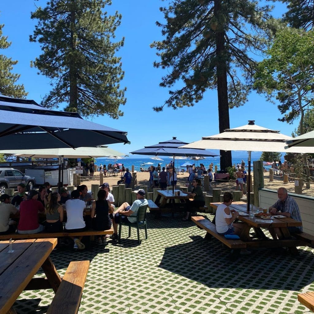 wihitecaps pizza with a view of lake tahoe