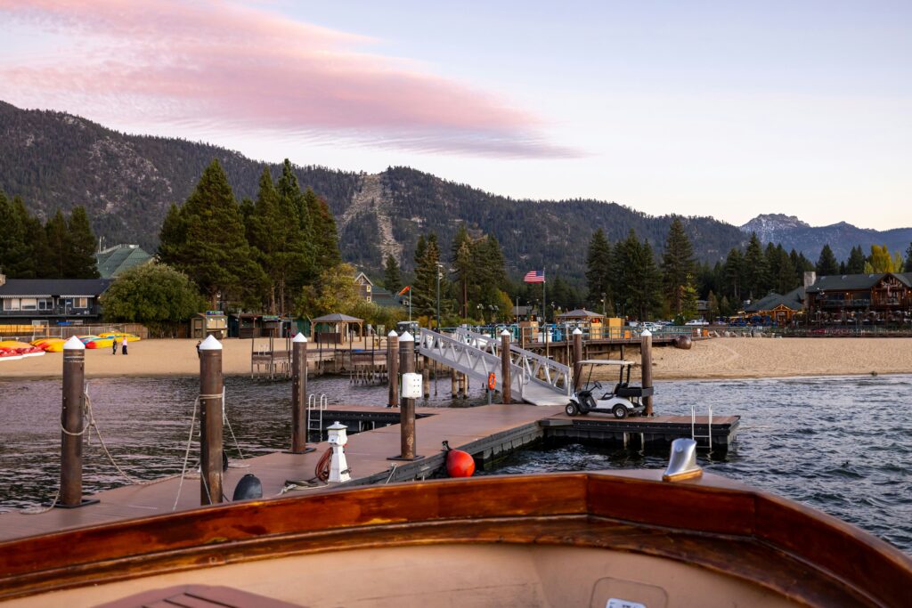 Docked boat in Lake Tahoe